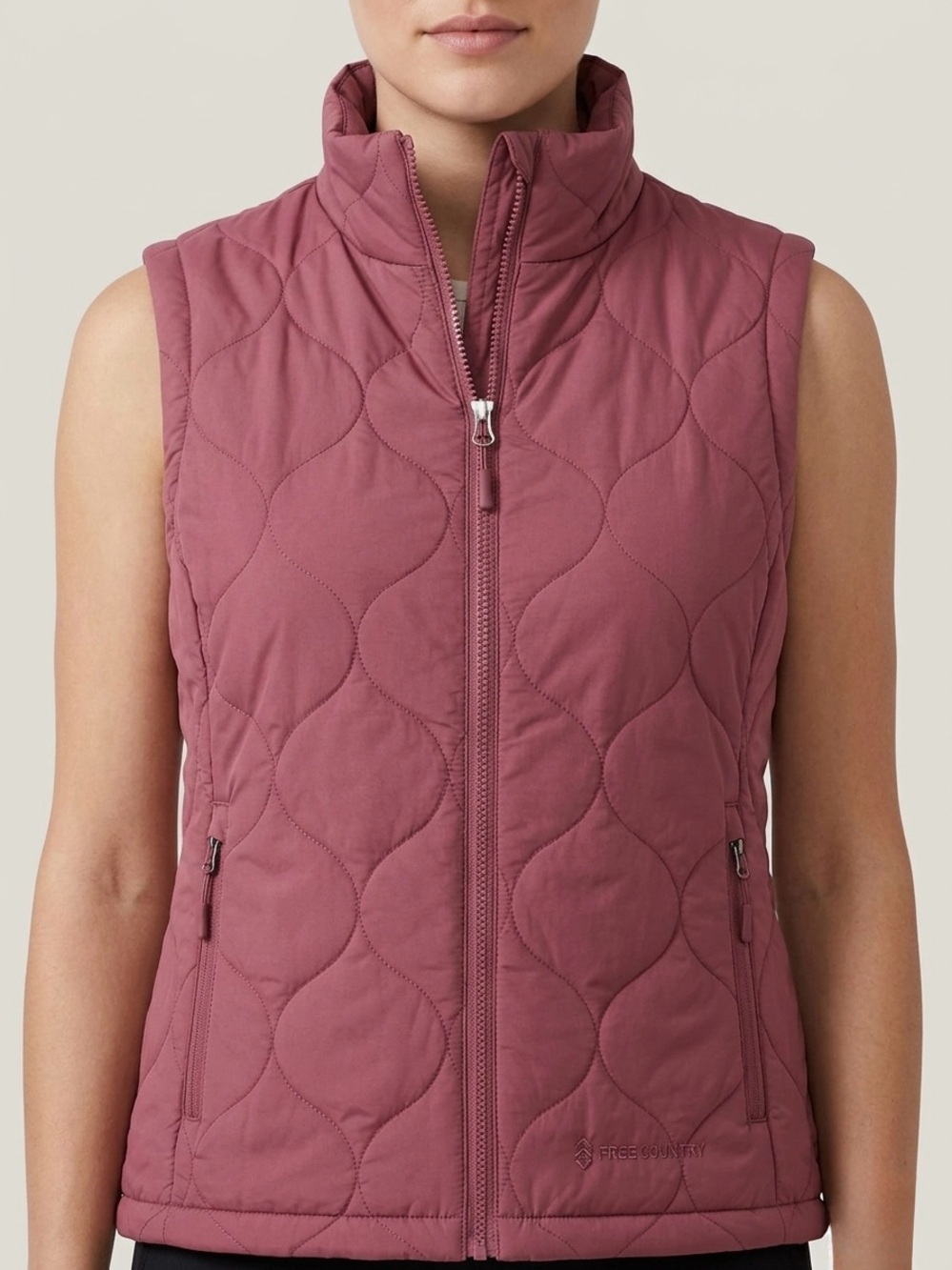 Free Country Quilted Sleeveless Vest in Rose